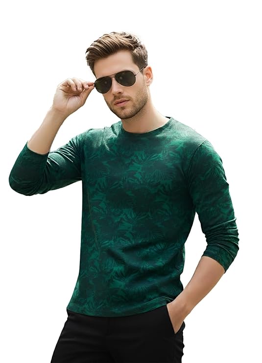 Fashion Men's Printed Full Sleeve Slim Fit Cotton T-Shirt